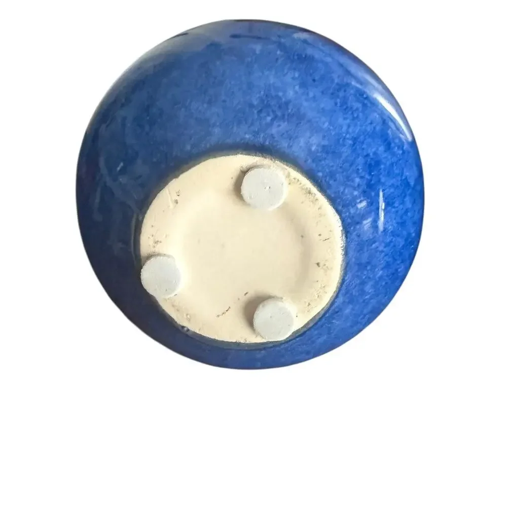 Cobalt Blue Ceramic Taper Candle Holders Set of 3 Modern Pottery Decor